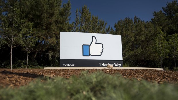 The "Like" logo is displayed at Facebook Inc. headquarters in Menlo Park, California