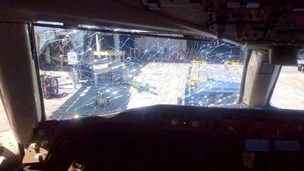 Glenn Kagan posted this photo on his Facebook page with the caption: "This is the shattered window from my sister's flight."