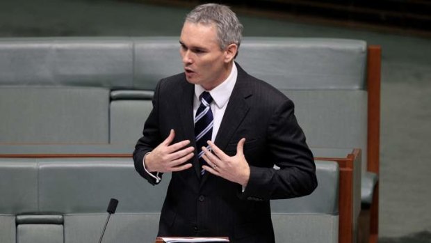 Craig Thomson makes a statement to the House of Representatives at Parliament House Canberra in May 2012.
