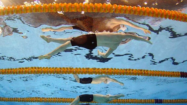 London calling: Matson Lawson (top) wins a place in Australia's Olympic team with second place in the 200 metres backstroke at the national trials.