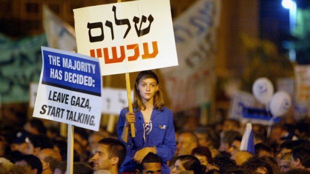 Far-off days ... a huge demonstration in Tel Aviv in 2004. The reaction to Israel's subsequent withdrawal from Gaza has damaged the peace movement.