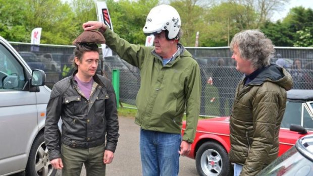 Richard Hammond, Jeremy Clarkson and James May mess around at Jap Fest, Castle Combe Circuit Top Gear.