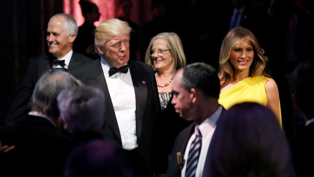 US President Donald Trump and first lady Melania Trump with Prime Minister Malcolm Turnbull and Lucy Turnbull in New York.