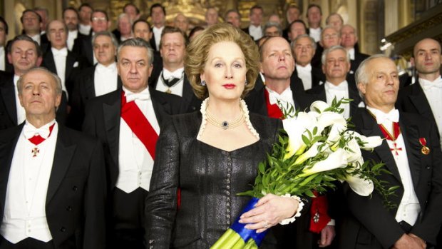 Look out behind you!: Meryl Streep does Maggie Thatcher in the underwhelming political biopic <i>The Iron Lady</i>.