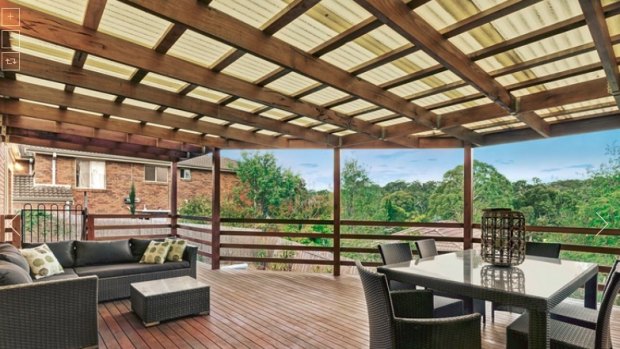 A picture of the balcony from a property site listing. 