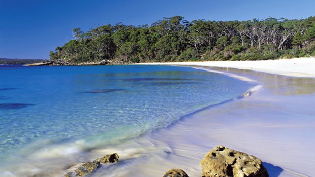 Hooked ... pure water and clean sand- a deserted beach in Jervis Bay.