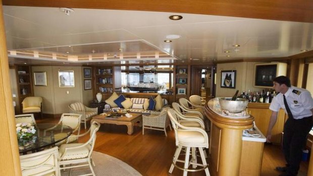 The cabin in Reg Grundy's yacht.