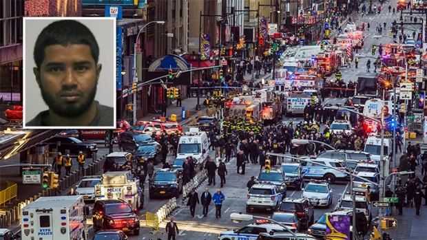 New York subway attack suspect Akayed Ullah (inset) has been charged after the explosion sent peak hour commuters running for their lives.