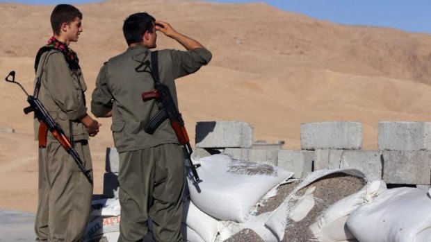 PKK Kurdistan Workers Party soldiers near Makhmour, two hours north of Amerli.