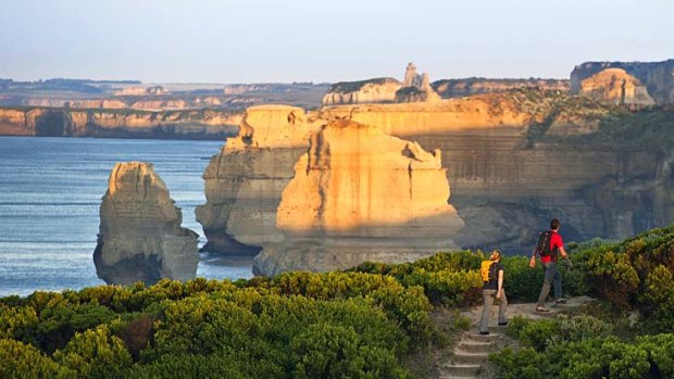 Coast watch... a hiking path offers views of the Twelve Apostles.