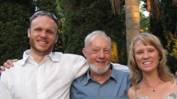 Adam Salter, left, with his father Adrian Salter and sister Zarin Salter.