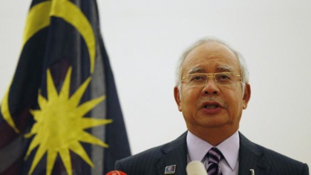 Malaysian Prime Minister Najib Razak speaks at a news conference where he announced that two black boxes from downed Malaysia Airlines flight MH17 will be handed over to Malaysia by Ukrainian rebels, in Kuala Lumpur.