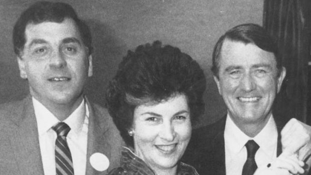 Happier times ... Andrew Kalajzich, his wife, Megan, and former NSW premier Neville Wran.