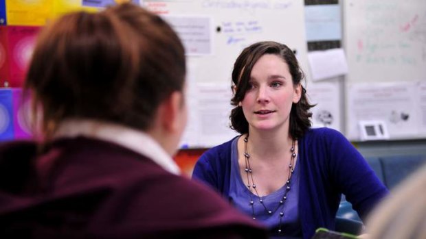 Hands on: Erindale College teacher and Teach for Australia program member Bridget Martin. Photo Jay Cronan