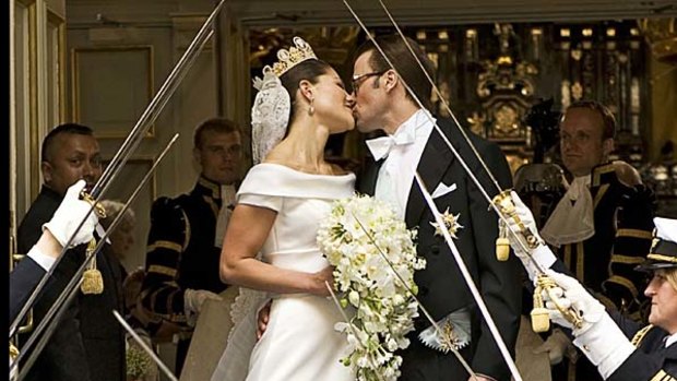 Crown Princess Victoria of Sweden, and her husband Prince Daniel of Sweden, after their wedding ceremony on June 19.