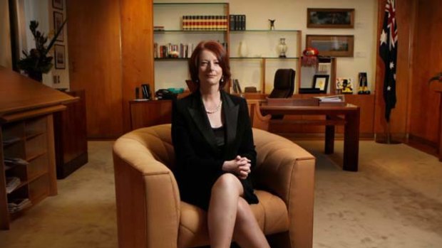Prime Minsiter Julia Gillard in her Prime Ministerial suite. <i>Photo: Andrew Meares</i>