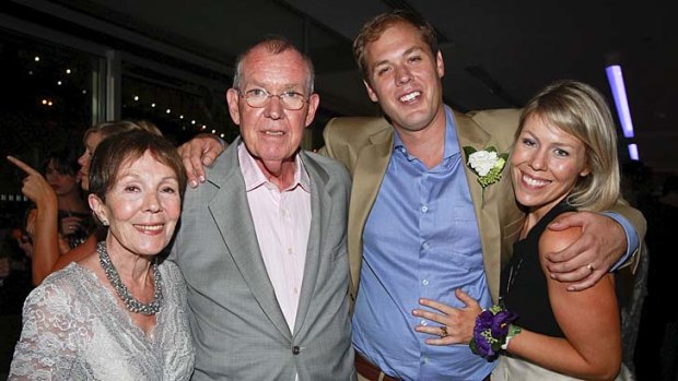 Media giant: Peter Harvey, relished stories cadets would spurn, pictured with wife Anne and children Adam and Claire.