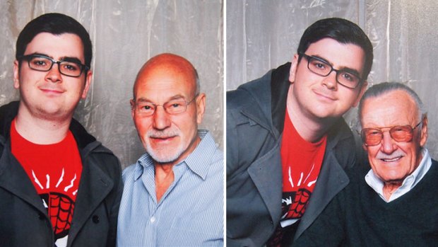 Caporn has met <i>Star Trek</i> actor Patrick Stewart (left) and comic book "god" Stan Lee (right).