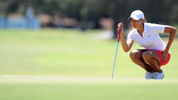 Cheyenne Woods thinks about her next shot on day three of the Ladies Masters at Royal Pines Resort on Saturday.