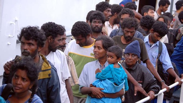 No welcome mat:  A group of 87 asylum seekers from Sri Lanka.