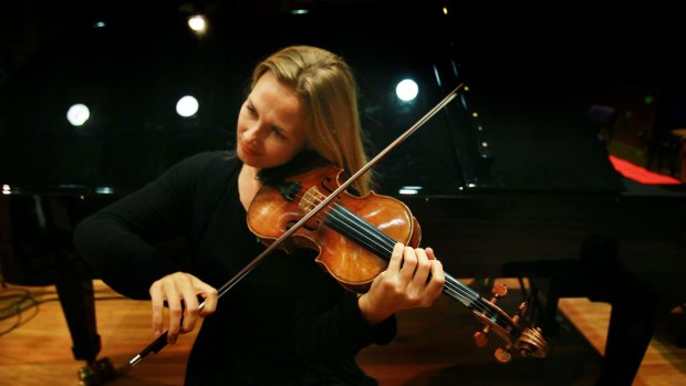 Satu Vanska, assistant leader violinist in the Australian Chamber Orchestra, with the Stradivarius Violin  the orchestra has acquired under a new fundraising program.