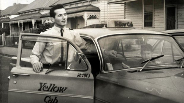 Cabbie Andy Tsionis, pictured in the early 1960s, is about to clock up 50 years of driving taxis.