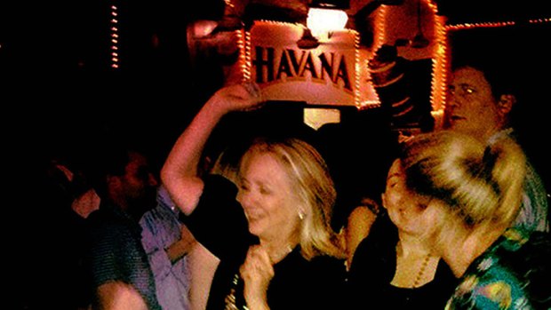Diplomatic nights ... Clinton was pictured cutting up the dancefloor at the bar, known for its Cuban music.