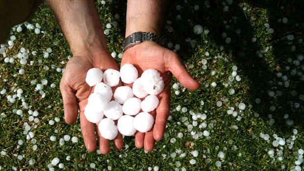 Hail found in Sunshine after the storm on Christmas Day.