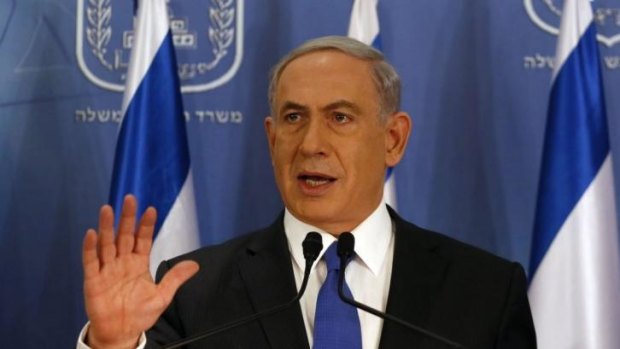 "Weighing all possibilities": Israeli Prime Minister Benjamin Netanyahu at his news conference.