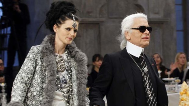Indian glamour &#8230; Karl Lagerfeld at his Paris-Bombay show.