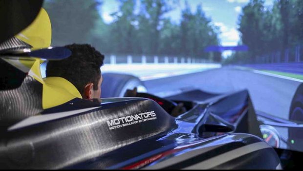 On track: Motionators' formula one simulators allow wannabe drivers to 'race' on famous grand prix circuits.