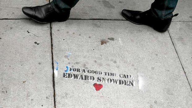 Graffiti that is sympathetic to NSA leaker Edward Snowden in San Francisco. Edward Snowden, a former contractor for the security agency, recently leaked details about previously unknown US surveillance programs.