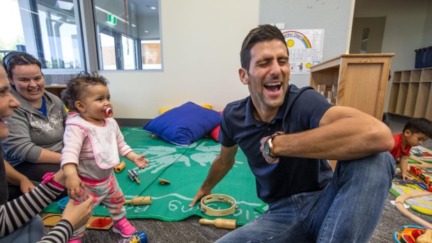 The Novak Djokovic Foundation has donated $20,000 to the Melbourne City Mission early childhood program. Djokovic visited the Koori centre where, among others, he met one-year-old Sienna.