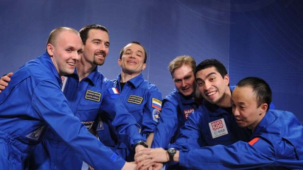 Out &#8230; Mars experiment crew are all smiles.