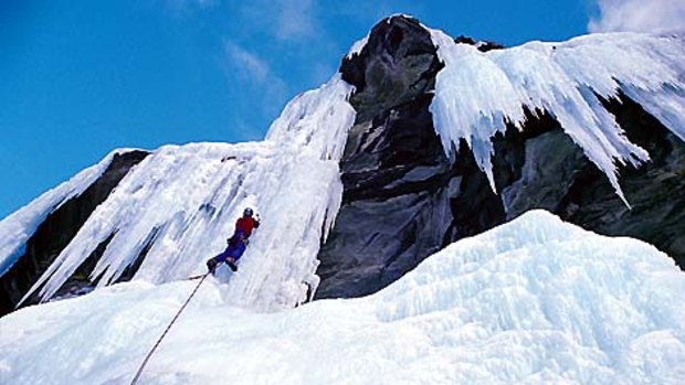 Can't ski or board? Give ice climbing a go.