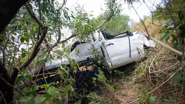 A tree was the only thing that prevented the ute from plummeting to the rock platform below, the court heard.

