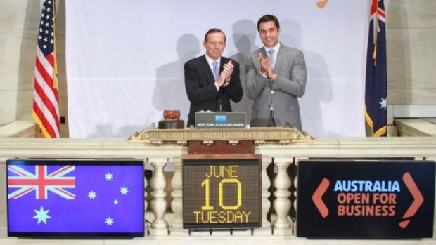 Australian Prime Minister Tony Abbott rang the bell to open the New York Stock Exchange.