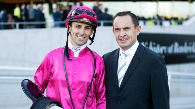 Relationship building: up-and-coming jockey Tye Angland with premier trainer Chris Waller.