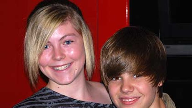 Sophie West with her idol, Justin Bieber.