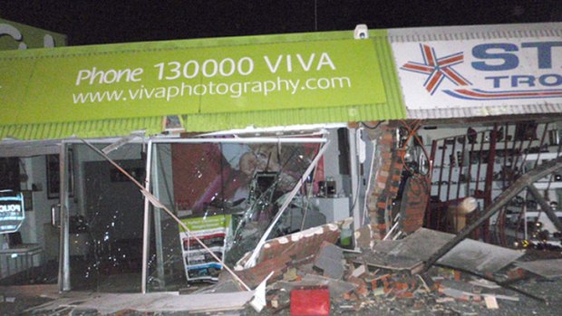 Three shops were badly damaged in the smash in Rockingham last night.