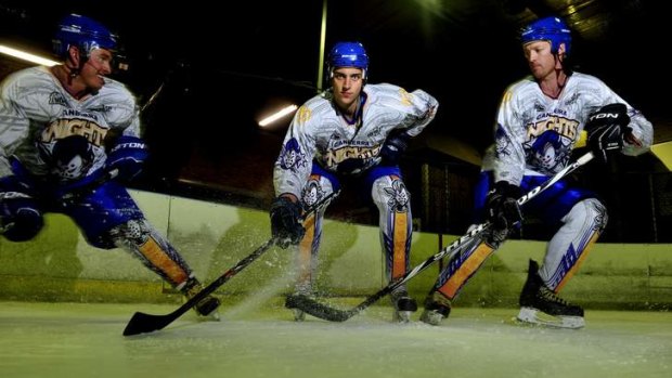 Canberra Knights players, Jordie Gavin, Maxime Suzzarini from France and Mark Rummukainen in April 2013.