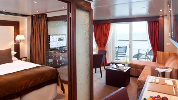 Luxury afloat ... a penthouse suite on board the Seabourn Odyssey.