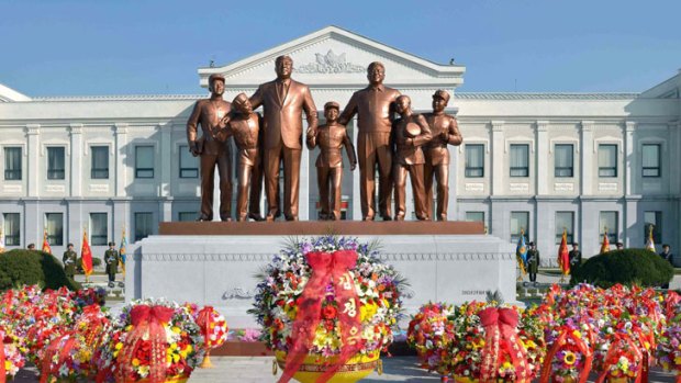 Statues of late leaders Kim Il-Sung and Kim Jong-Il in Pyongyang.