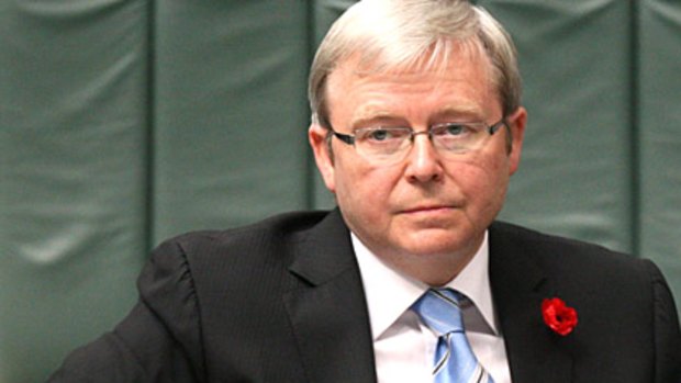 Prime Minister Kevin Rudd during Question Time yesterday.