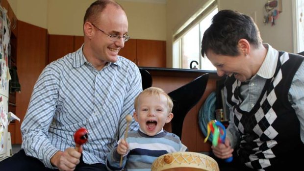 ''I remember sobbing and saying he was never going to hear me say I love him''&#8230; Ali and Richard Porter with their son, Elijah, who was born deaf but can now hear thanks to a hearing implant.