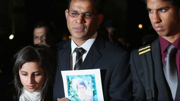 Seeking answers ... Jacintha Saldanha's daughter Lisha, husband Ben Barboza and son Junal.