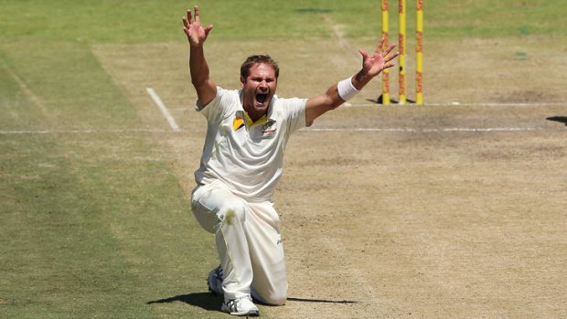 Ryan Harris appeals during day three of the third Test  between South Africa and Australia.