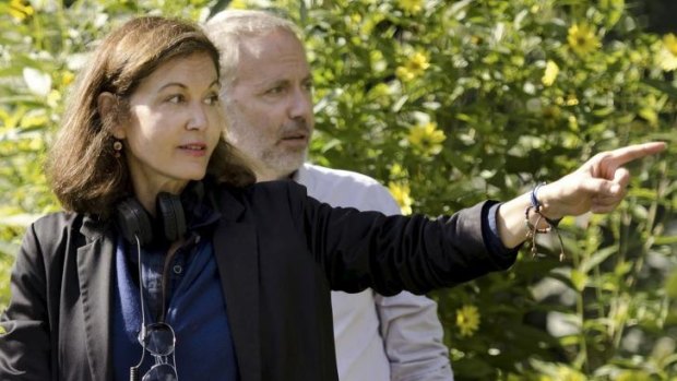 On set ... director Anne Fontaine with Fabrice Luchini.