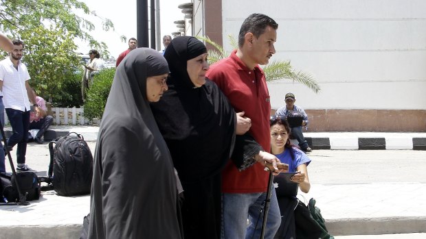 Relatives of passengers on an EgyptAir flight  at Cairo airport.