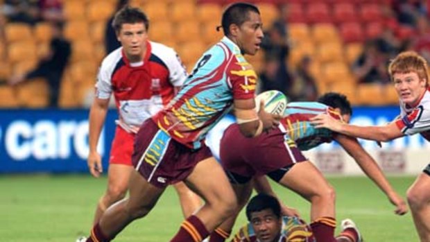 Rules not needed ... Action from Keebra Park's stunning win over Ipswich Grammar in the final of the Queensland Schoolboys Sevens.